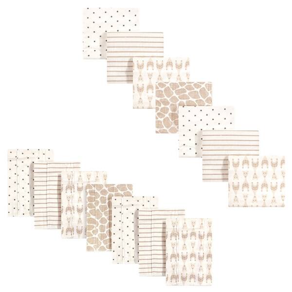slide 1 of 1, Hudson Baby Unisex Baby Cotton Flannel Burp Cloths and Receiving Blankets, 14-Piece, Neutral Giraffe, One Size One Size - Neutral Giraffe