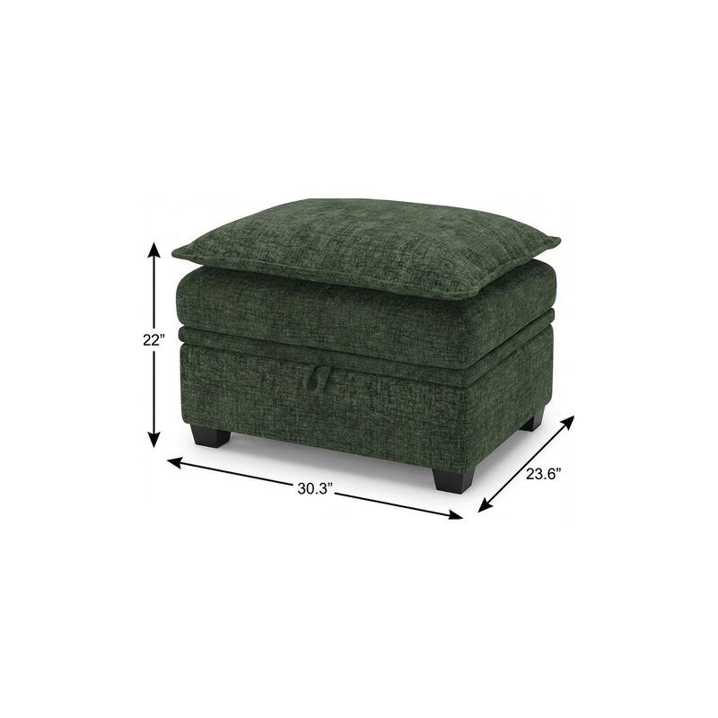 HomeRoots 30" Gray and Black Chenille Storage Ottoman