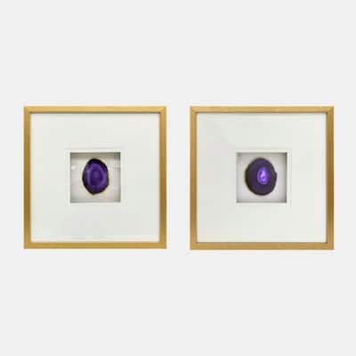 Framed Agate Wall Art - 20" x 20" - Purple - Set of 2