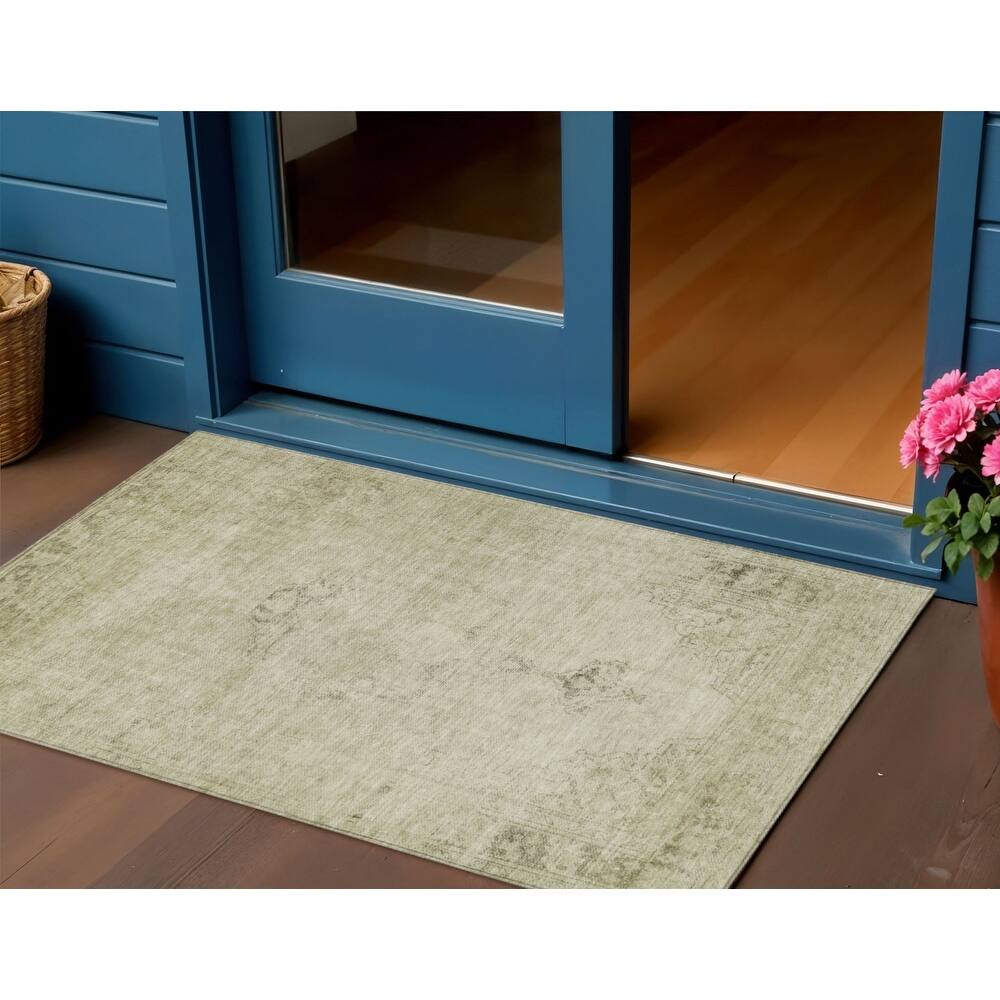 HomeRoots Oriental Traditional Rectangle Outdoor Rug