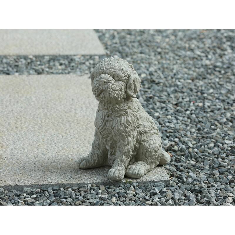 Tranquil Guardian Curled Sitting Dog Memorial Statue