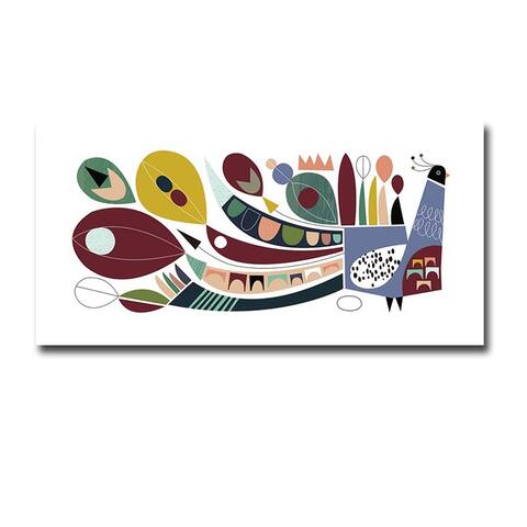 Peacock Strut by Jenn Ski Gallery Wrapped Canvas Giclee Art (18 in x 36 in)