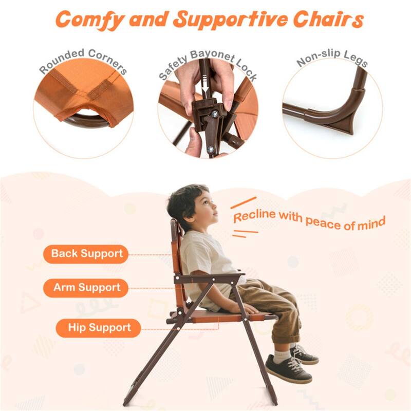 Kids Outdoor Picnic Table and Chair Set with Adjustable Umbrella Lion Pattern Foldable Table and Chairs for Ages 2-5