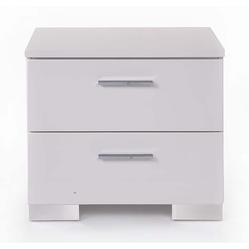 Havland White and Chrome 2-Drawer Nightstand