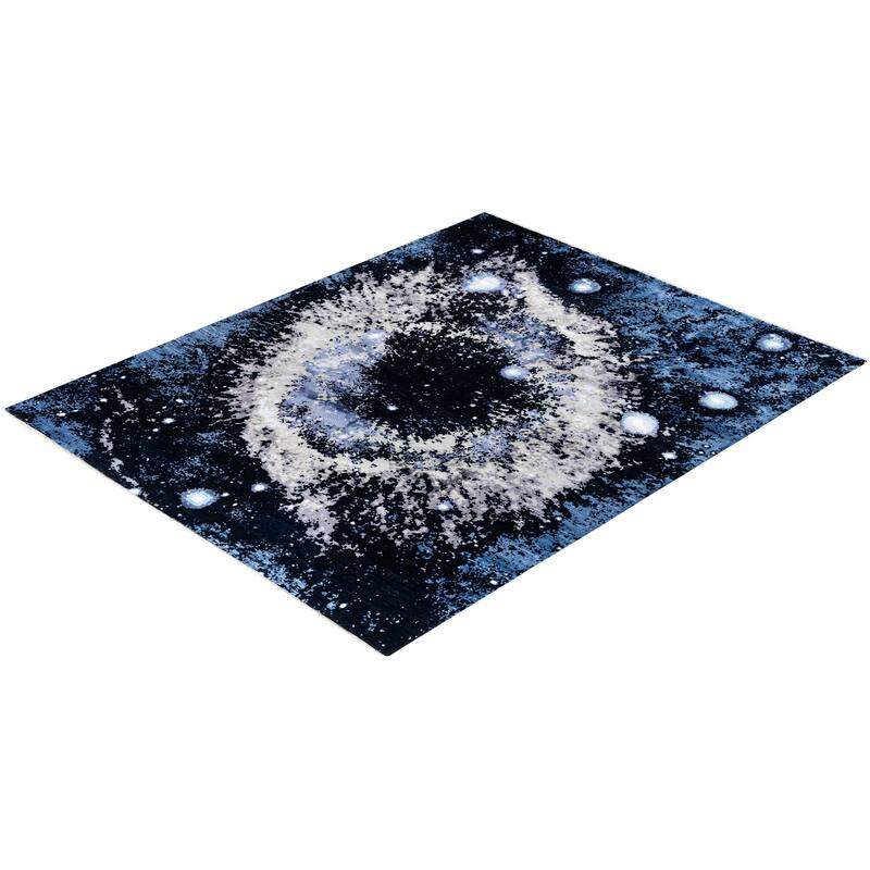 Ikat One-of-a-Kind Hand-Knotted Area Rug - Black, 8' 2" x 10' 0" - 8' 2" x 10' 0"