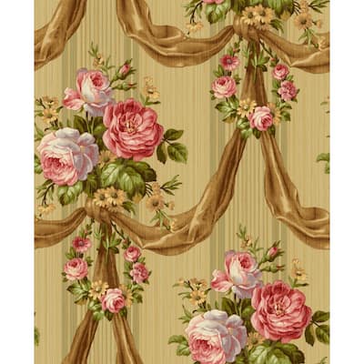 Seabrook Designs Velma Blooming Draped Bouquet Unpasted Wallpaper