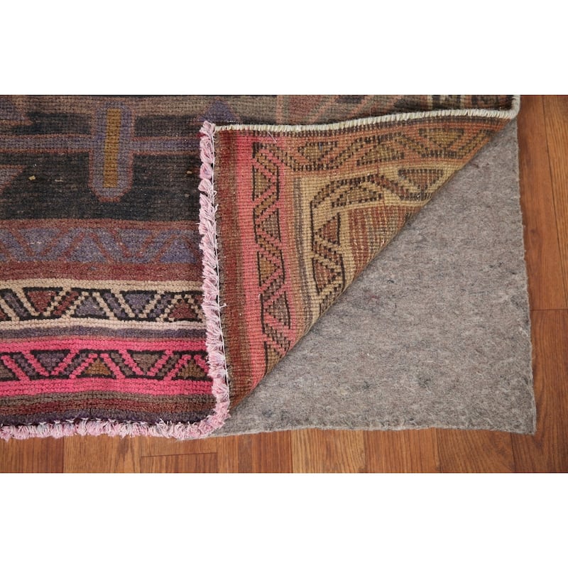 Ardebil Persian Vintage Runner Rug Handmade Wool Carpet - 3'7" x 13'4"