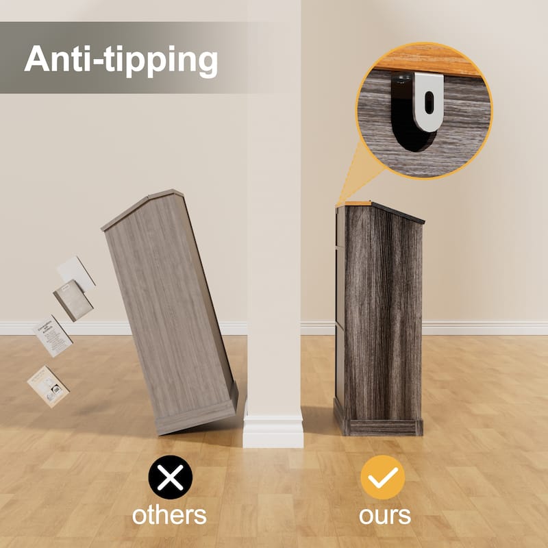 Vintage 2-Door Storage Cabinet Multi-Tier Organizer