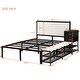 preview thumbnail 15 of 16, Full Size Metal Platform Bed with 2-Tier Storage Shelves, Wooden Storage Cabinet, White