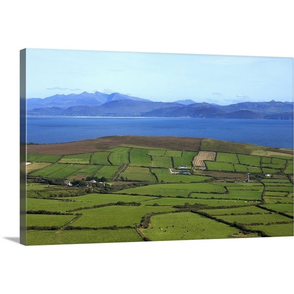 "Pastoral Countyside Overlooking Dingle Bay and the Distant Ring of Kerry, Ireland" Canvas Wall Art