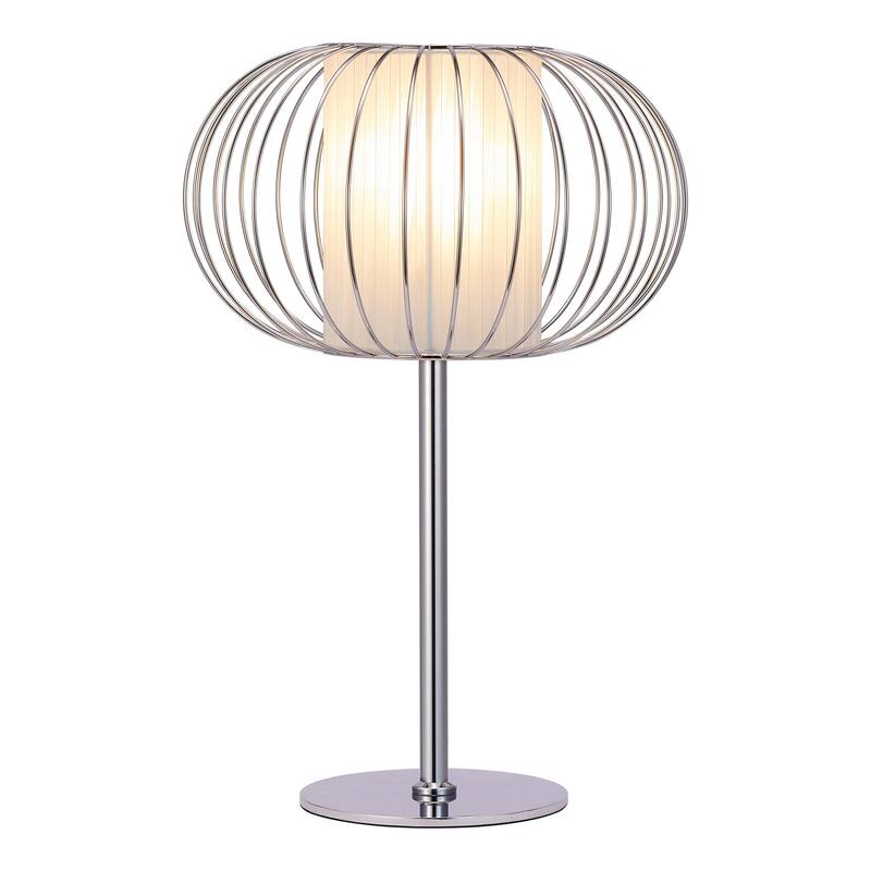 CO-Z 17" Modern Desk Lamp Table Lamp with White Fabric Shade and Metal Cage Frame