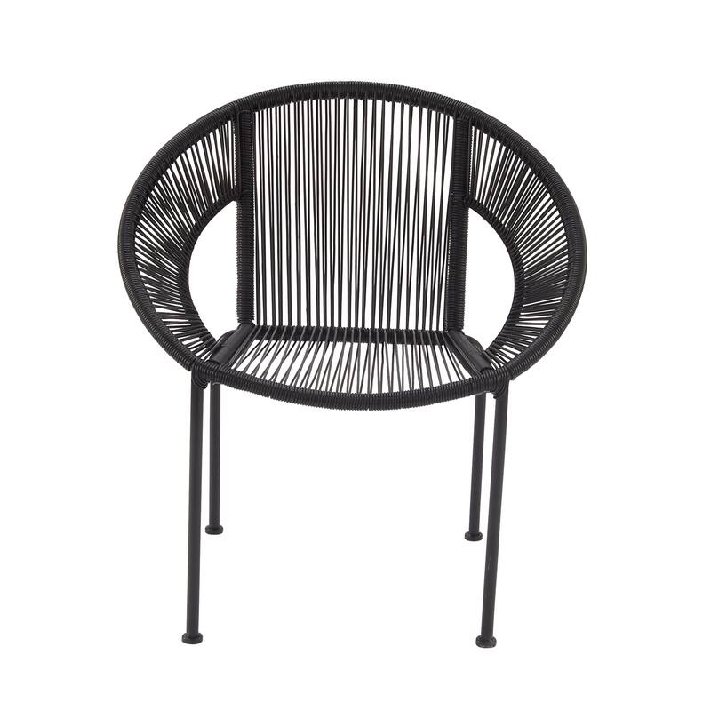Plastic Rattan Outdoor Chair - Black or White- Roche River Decor - Black