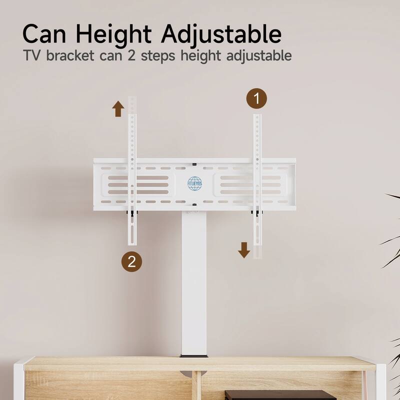 FITUEYES Wood TV Stand with Mount for 55-75 inch TVs Hold up to 88lbs, Swivel and Multi-functional with Foldable Drawers