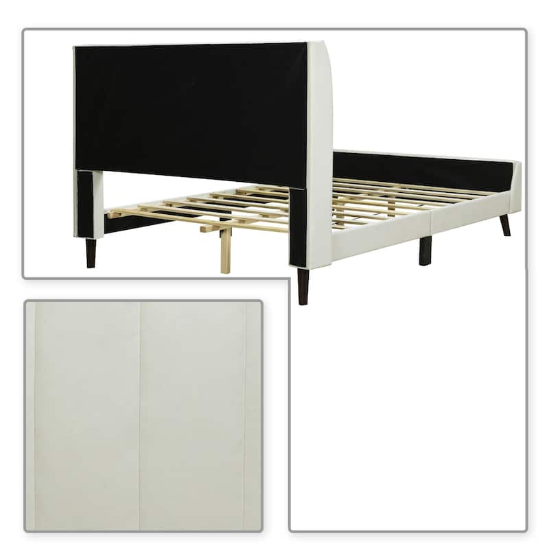 Classic Velvet Upholstered Platform Bed with Centre Support Legs