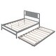 preview thumbnail 6 of 32, Full Size Platform Bed with Adjustable Trundle, Headboard for Added Stability, Pine Wood and MDF Construction, Grey