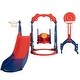 preview thumbnail 3 of 14, 5 in 1 Slide and Swing Playing Set, Toddler Extra-Long Slide with 2 Basketball Hoops, Football, Ringtoss, Indoor Outdoor
