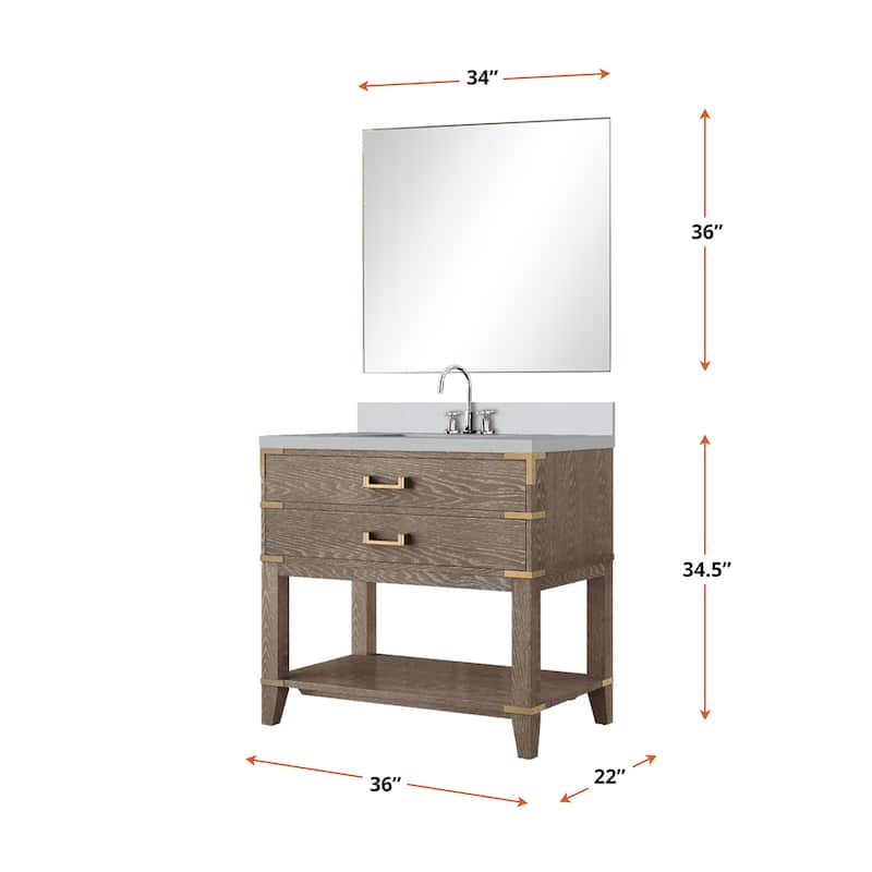 Norwalk Bath Vanity with Quartz Top, Sink, Mirror and Faucet