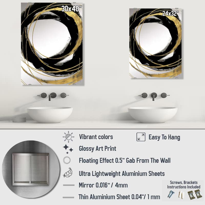Designart 'Black & White 10' Glam Mirror - Vanity Printed Mirror