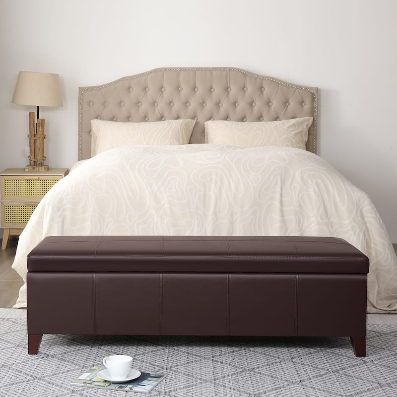 Adeco Faux Leather Storage Ottoman Bench for Bedroom