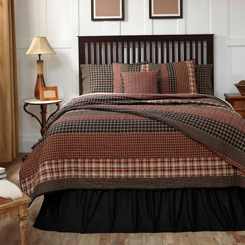 Red Rustic Bedding VHC Beckham Quilt Cotton Striped Patchwork