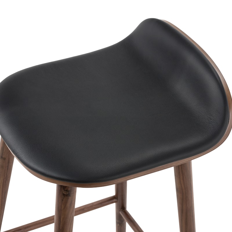 Poly & Bark Notello Leather Counter Stool - 26" Seat Height Solid Oak Wood Frame