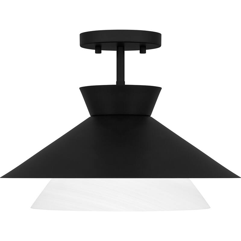 Matte Black One Light Semi Flush Mount from the Quoizel Semi-Flush Mount Collection