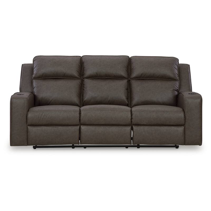 Signature Design by Ashley Lavenhorne Granite Reclining Sofa with Drop Down Table - 87"W x 42"D x 43"H