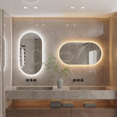 Large Oval Frameless LED Bathroom Wall Vanity Mirror 3 Dimmable Backlit Anti-Fog