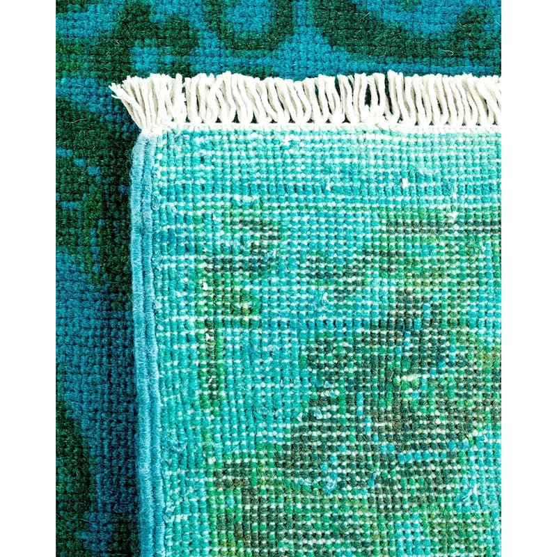 Overton Hand Knotted Wool Vintage Inspired Modern Contemporary Overdyed Blue Area Rug - 4' 1" x 6' 2"