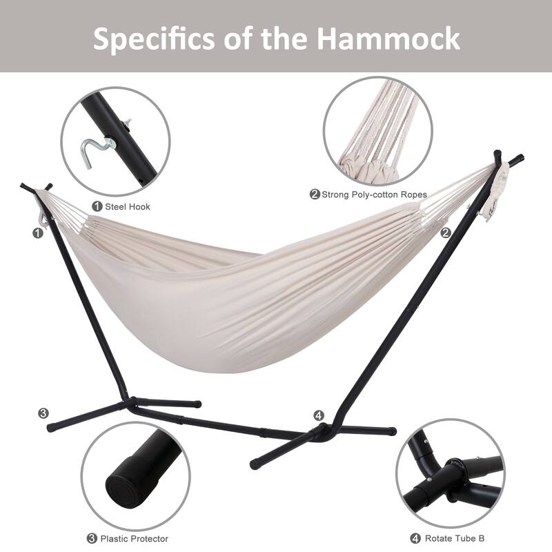 10.7 ft. 2-Person Brazilian-Style hammock with Stand - Convertible