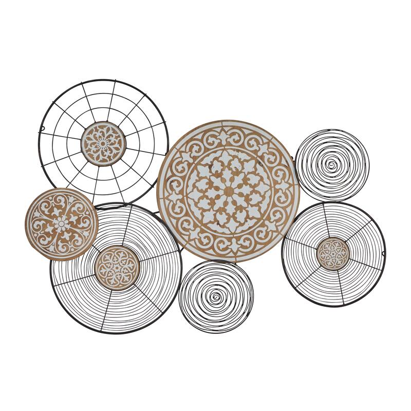 Black Metal Handmade Plate Home Wall Decor with Intricate Pattern