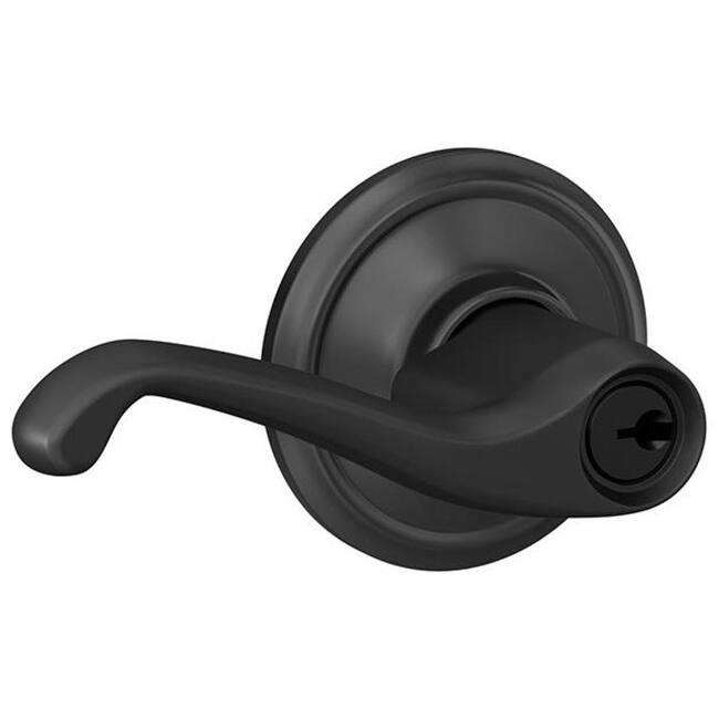 Schlage F51A.FLA Flair Lever Keyed Entry Lock C Keyway - Matte Black