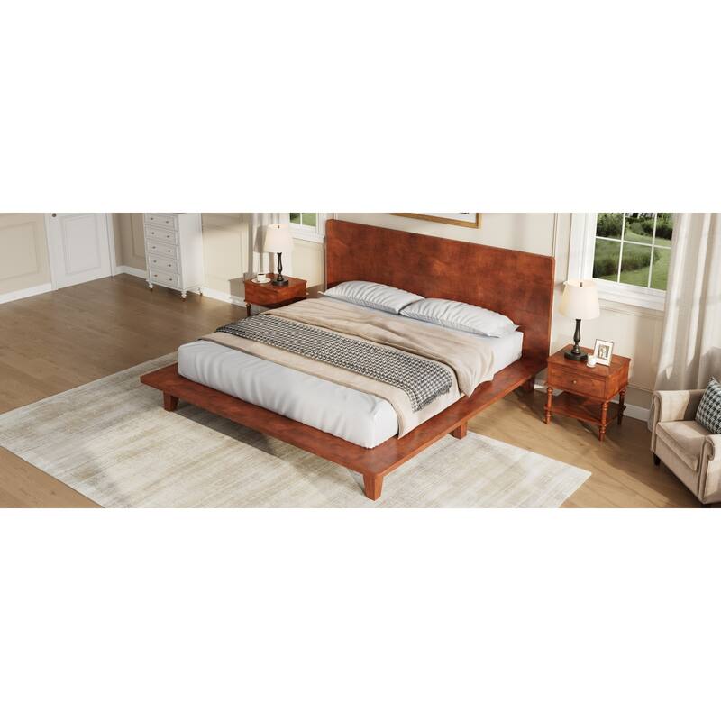 Roomfitters Full/Queen/King Size Wood Platform Bed with Headboard and Slat Support