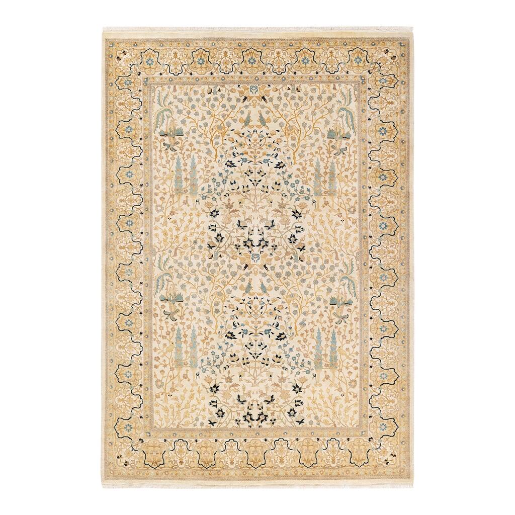 Mogul, One-of-a-Kind Hand-Knotted Area Rug - Ivory, 5' 3" x 7' 7" - 5' 3" x 7' 7"