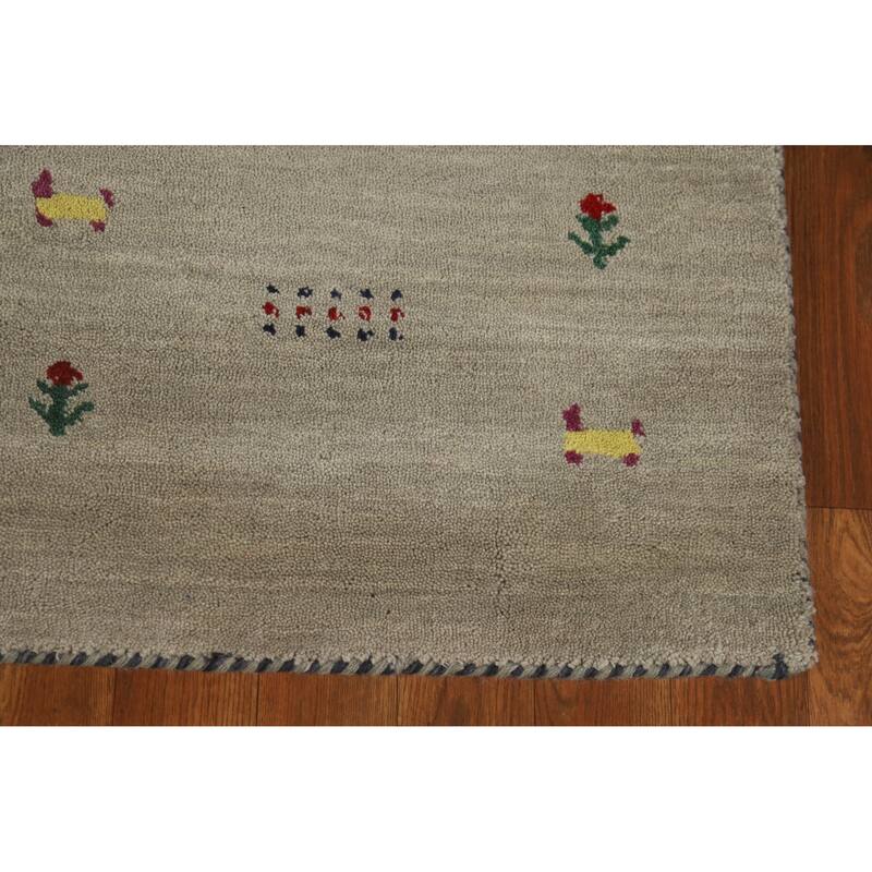 Hand Knotted Oriental 100% Wool Carpet Tribal Tribal Green Gabbeh Area Rug - 5' 0'' X 3' 0''