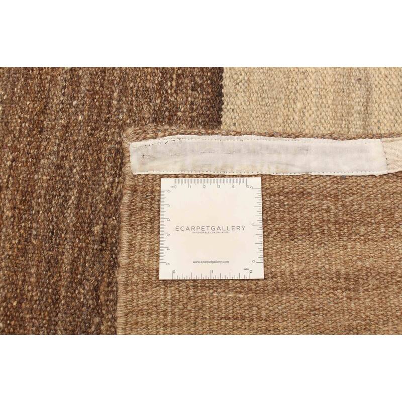ECARPETGALLERY Flat-Weave Boho Brown Wool Kilim - 5'9 x 9'4