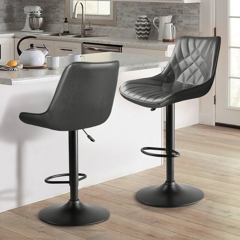 BOSSIN Bar Stools,Counter Heigh Faux Leather Adjustable Bar Stools with Back, Dining Chair