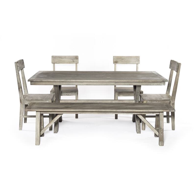 Traditional farmhouse Bench Seat Natural Look finish in Rowan Gray - 72" X 16" X 18"