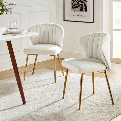 Barbara Contemporary Upholstered Side Chair with Metal Legs by HULALA HOME