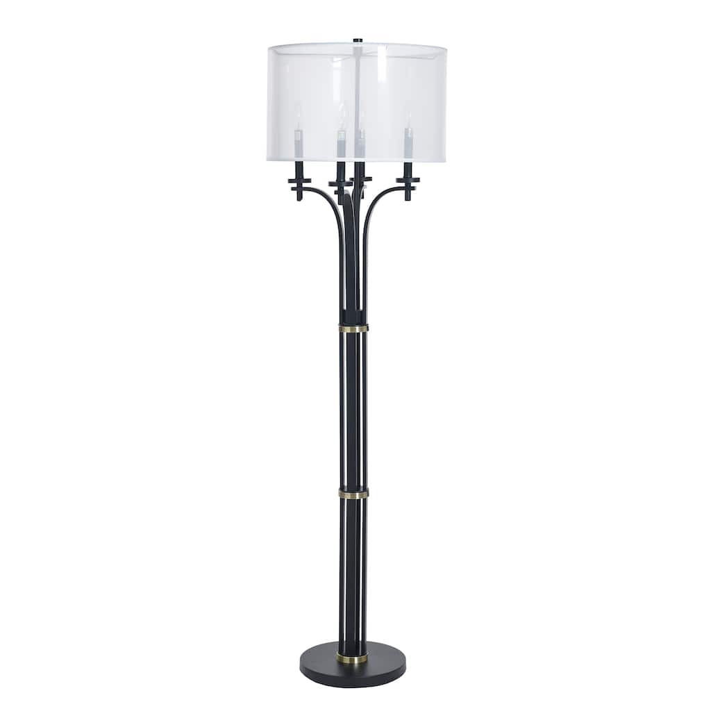 StyleCraft Bellamy Candelabra Floor Lamp - Corcy Gold & Black - White Shade