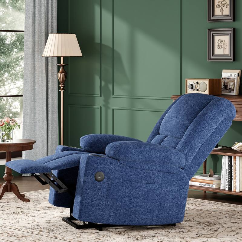 Power Lift Recliner Chair, Lounge Chaise Chair with Heat Functions, Massage Chair with USB Ports & Cup Holders