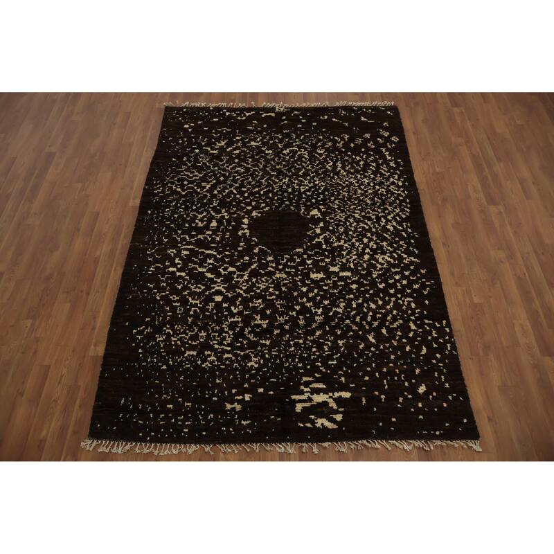 Hand Knotted Oriental 100% Wool Carpet Tribal Abstract Brown Moroccan Area Rug - 7' 11'' X 5' 7''