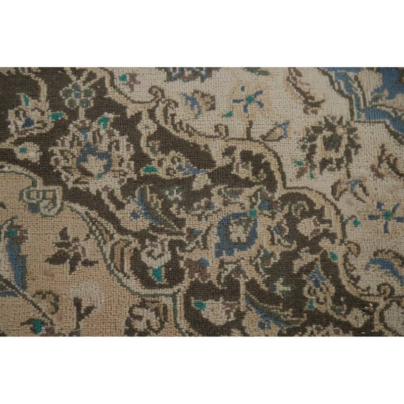 Hand Knotted Oriental 100% Wool Carpet Traditional Floral Peach Mashad Area Rug - 12' 4'' X 9' 5''