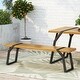 preview thumbnail 11 of 18, Varva Acacia Wood and Iron Outdoor Dining Bench by Christopher Knight Home Teak-Single