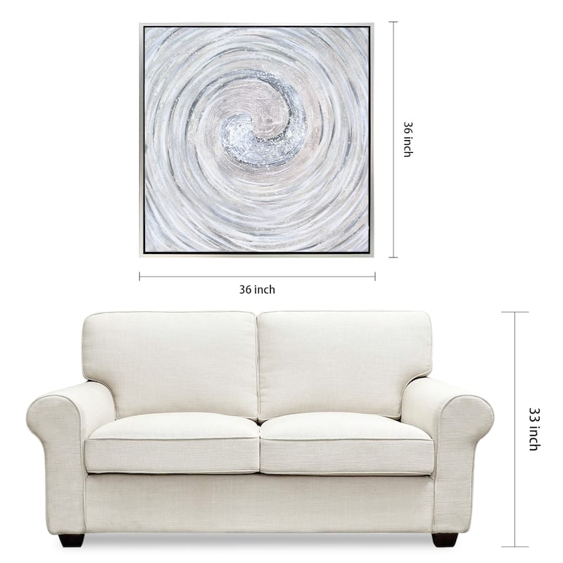 Silver Swirl Textured Metallic Hand Painted Framed Wall Art by Martin Edwards