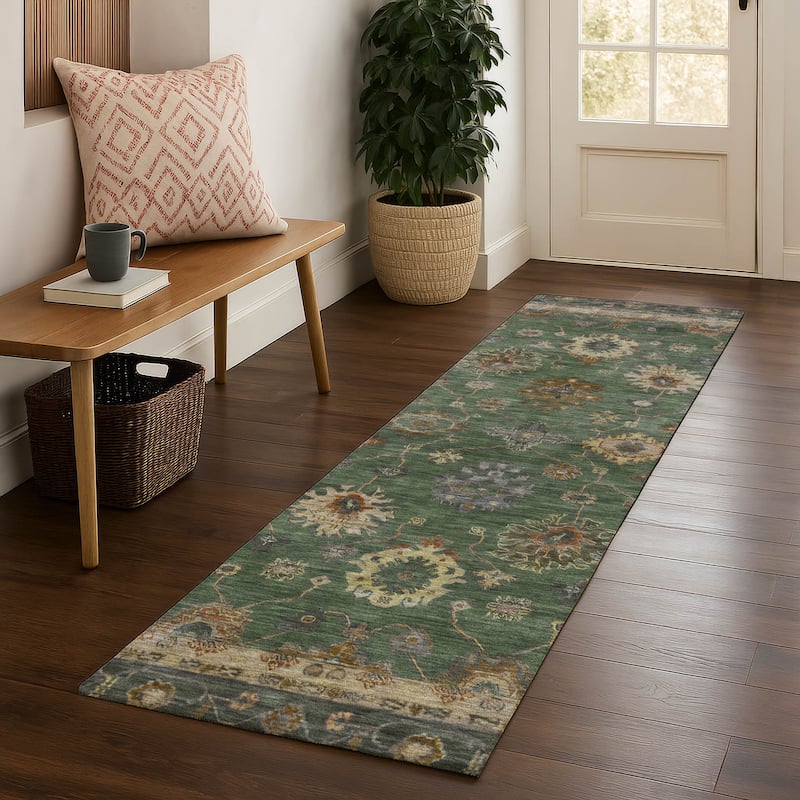 Premium Washable Super Soft Classic Traditional Mayfield Rug - Fern - 2'3" x 7'6"