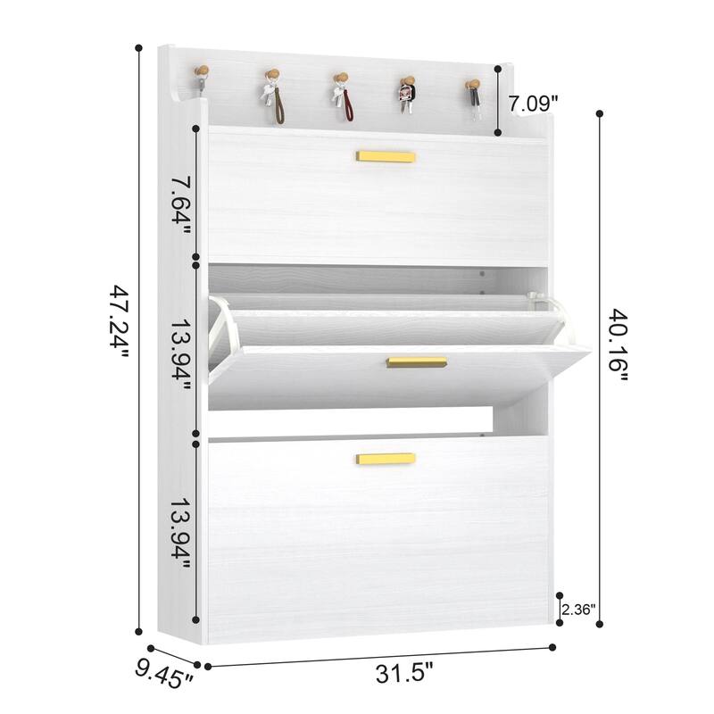 Javlergo Shoe Cabinet with 3 Flip-Up Drawers Freestanding Shoe Organizer with Adjustable Shelf for Entryway Hallway Living Room