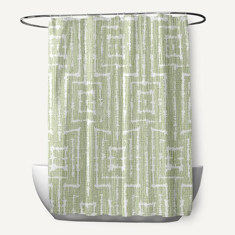 Woven Tiki, Geometric Print Shower Curtain - Grey