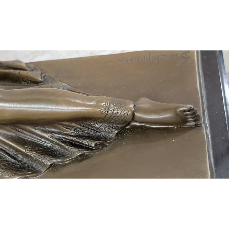 Art Deco Dancer Girl W/ Long Skirt In Graceful Pose - Bronze Sculpture By Chiparus