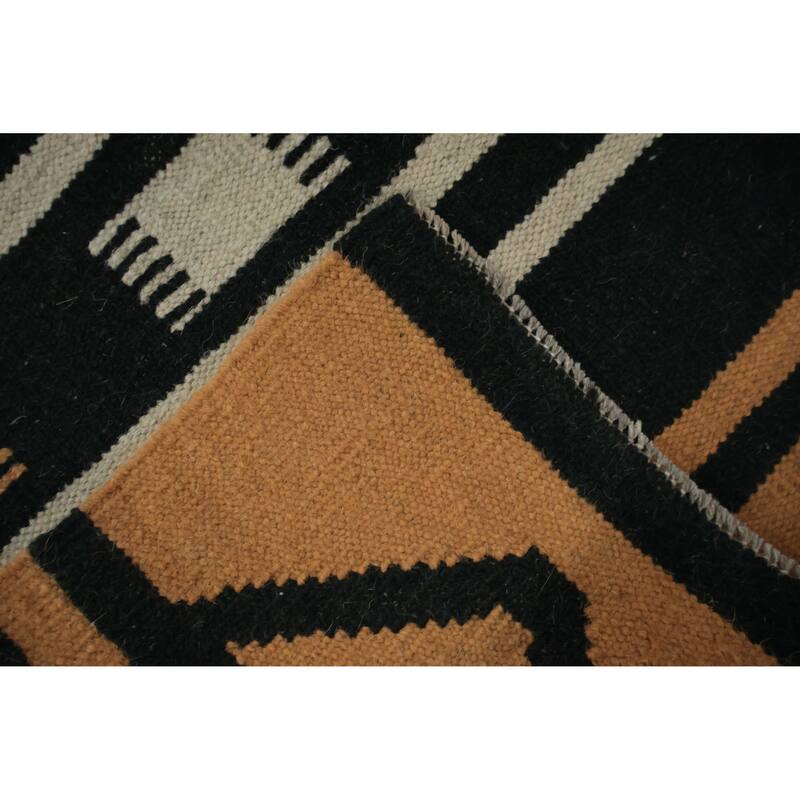 Hand Woven Oriental 100% Wool Carpet Southwestern Modern Oranges & Rust Kilim Area Rug - 13' 11'' X 9' 2''